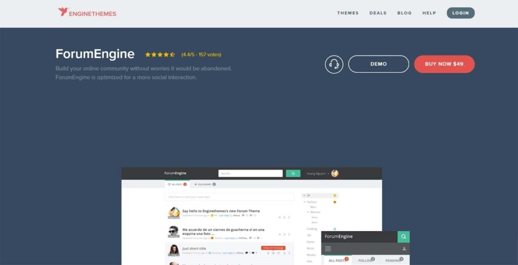 ForumEngine is a premium WordPress theme that turns your website into a discussion forum.