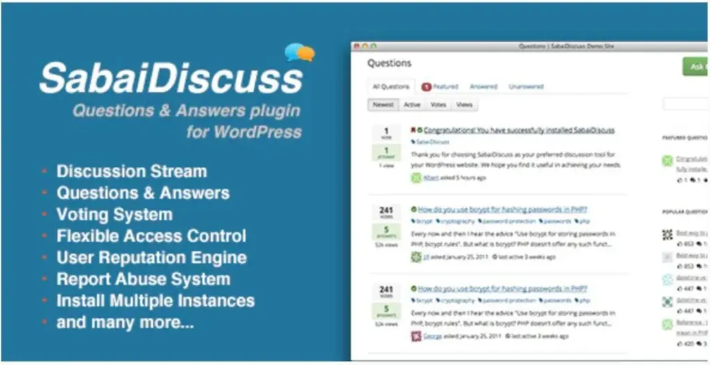 Sabai Discuss is a premium WordPress plugin designed to transform your website into a dynamic question-and-answer platform